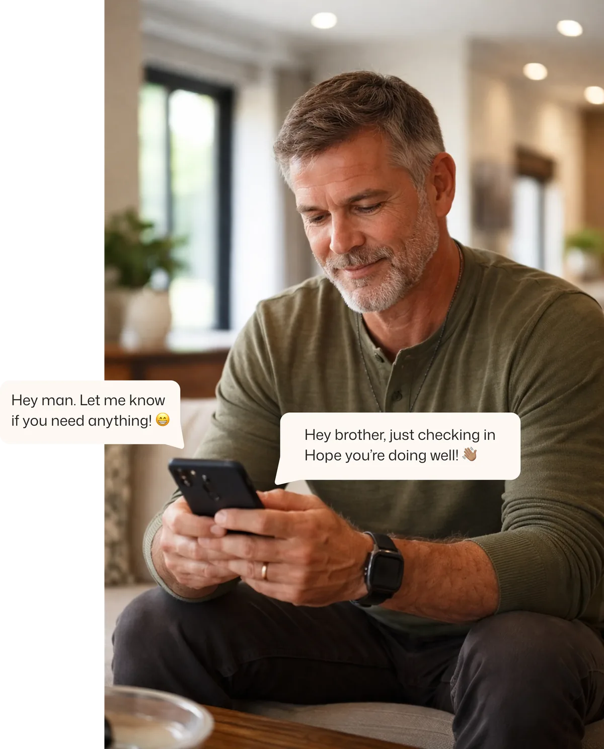 Veteran using Rally Point Community on a phone